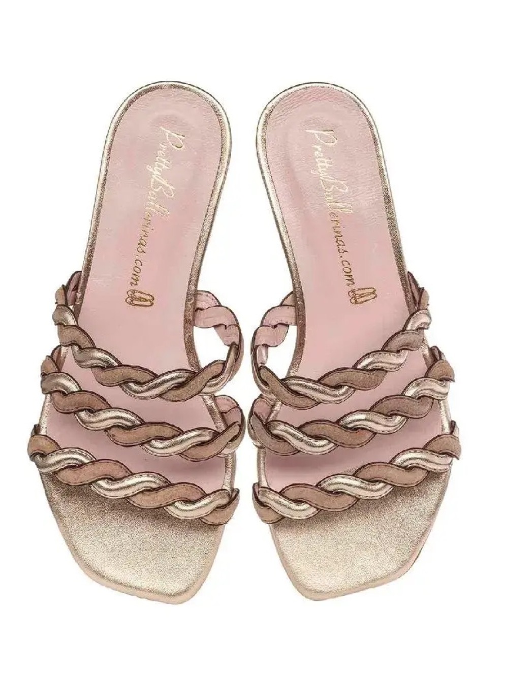Pretty Ballerinas Rose Gold Braided Slide Mules
